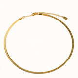 18K Gold Non-Tarnish Flat Snake Chain Necklace & Bracelet