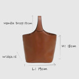 Elle - Minimalism Style Genuine Leather Bucket Shape Bag
