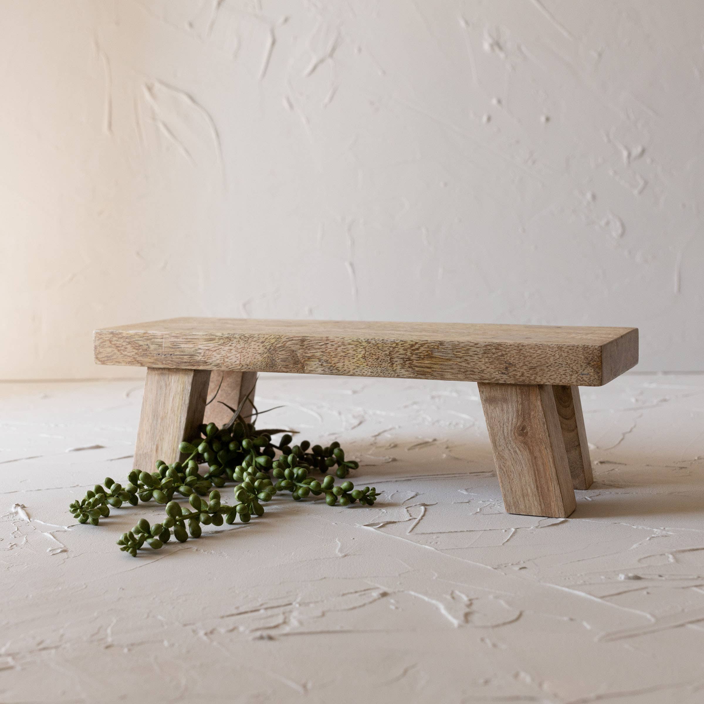 Hazel Footed Stool Mango Wood Farmhouse Riser