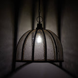 14"W Brahms Brass Pendant Light with Glass and Metal Shade