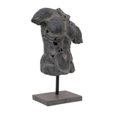 Gray 25x15 in. Resin Modern Cracked Torso Sculpture