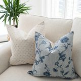 Blue Floral Pillow, Vintage Stripe | Veera