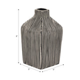 Black/White 8 in. Stoneware Square Vase with Lines