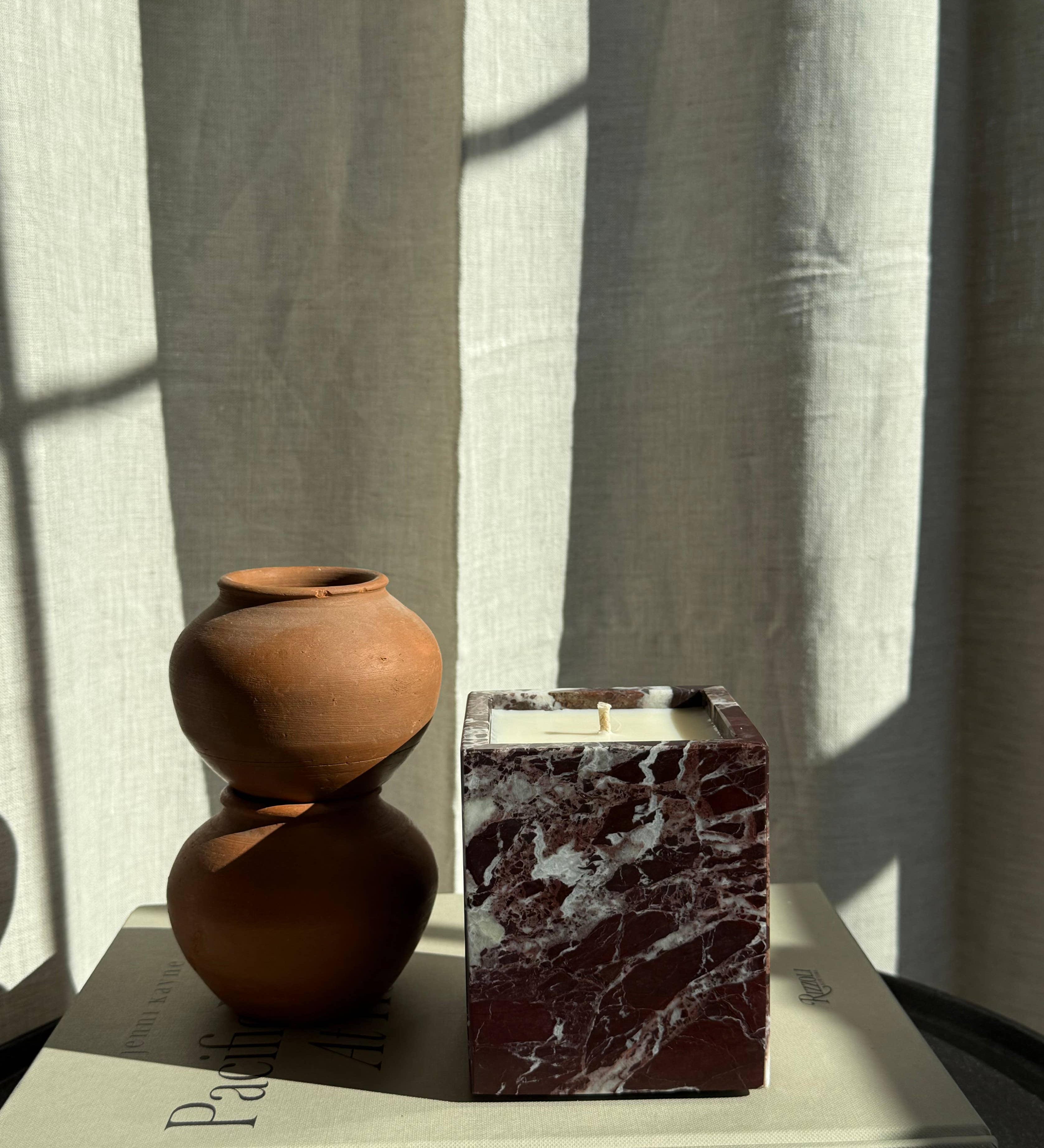 Rosso Levanto Marble Candle
