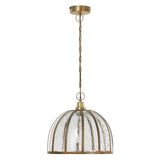 14"W Brahms Brass Pendant Light with Glass and Metal Shade