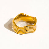 Ivan 18K Gold Non-Tarnish Wavy Ring