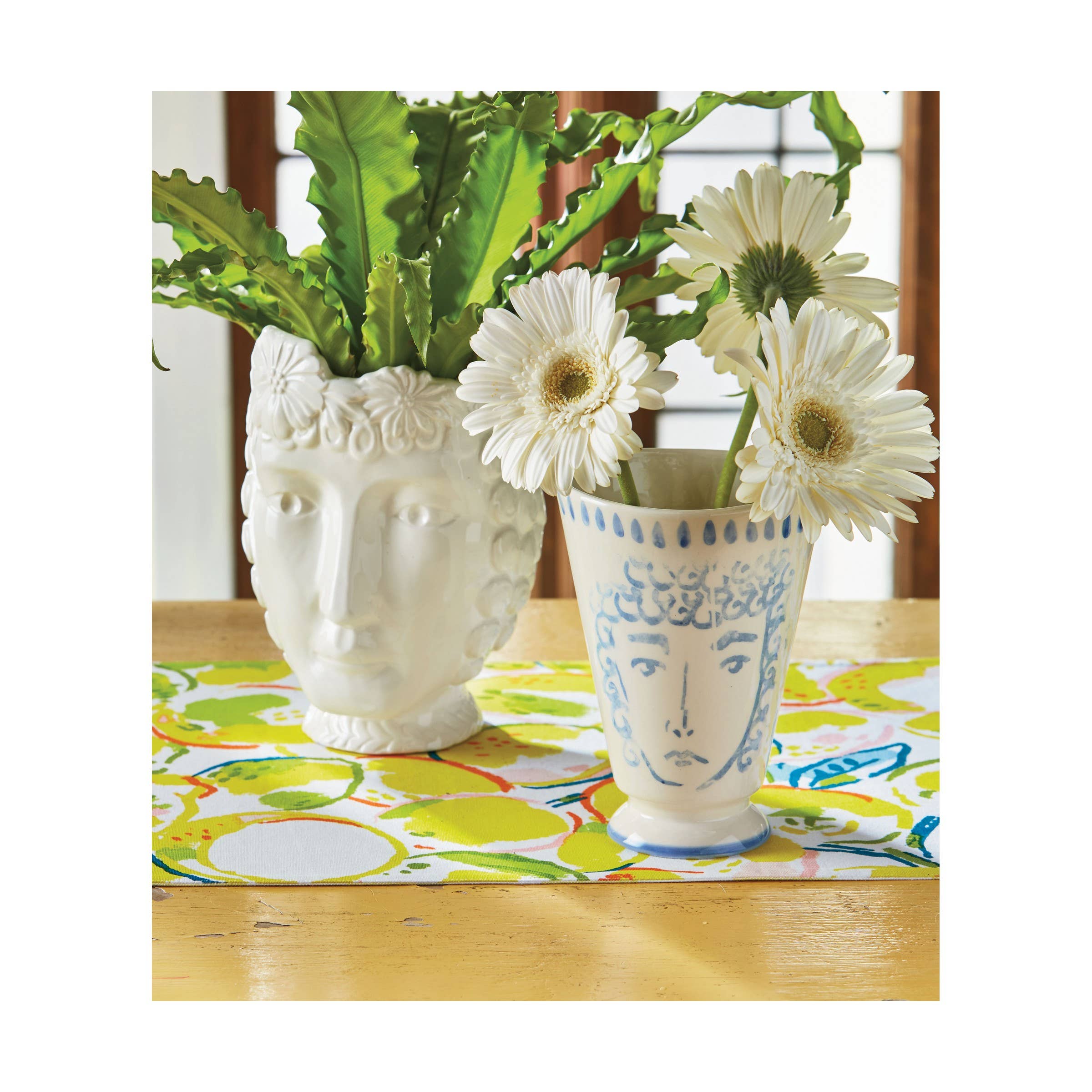 SALE Narcissus Painted Vase - White, Multi