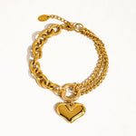 Allure 18K Gold Non-Tarnish Heart Chain Bracelet