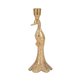 Candle Holder - Gold Metal Elegant Peacock Taper, 10 in.
