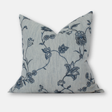 Blue Floral Pillow, Vintage Stripe | Veera