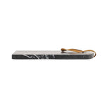 Marble斩板 with a brown handle on a white background