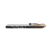 Marble斩板 with a brown handle on a white background