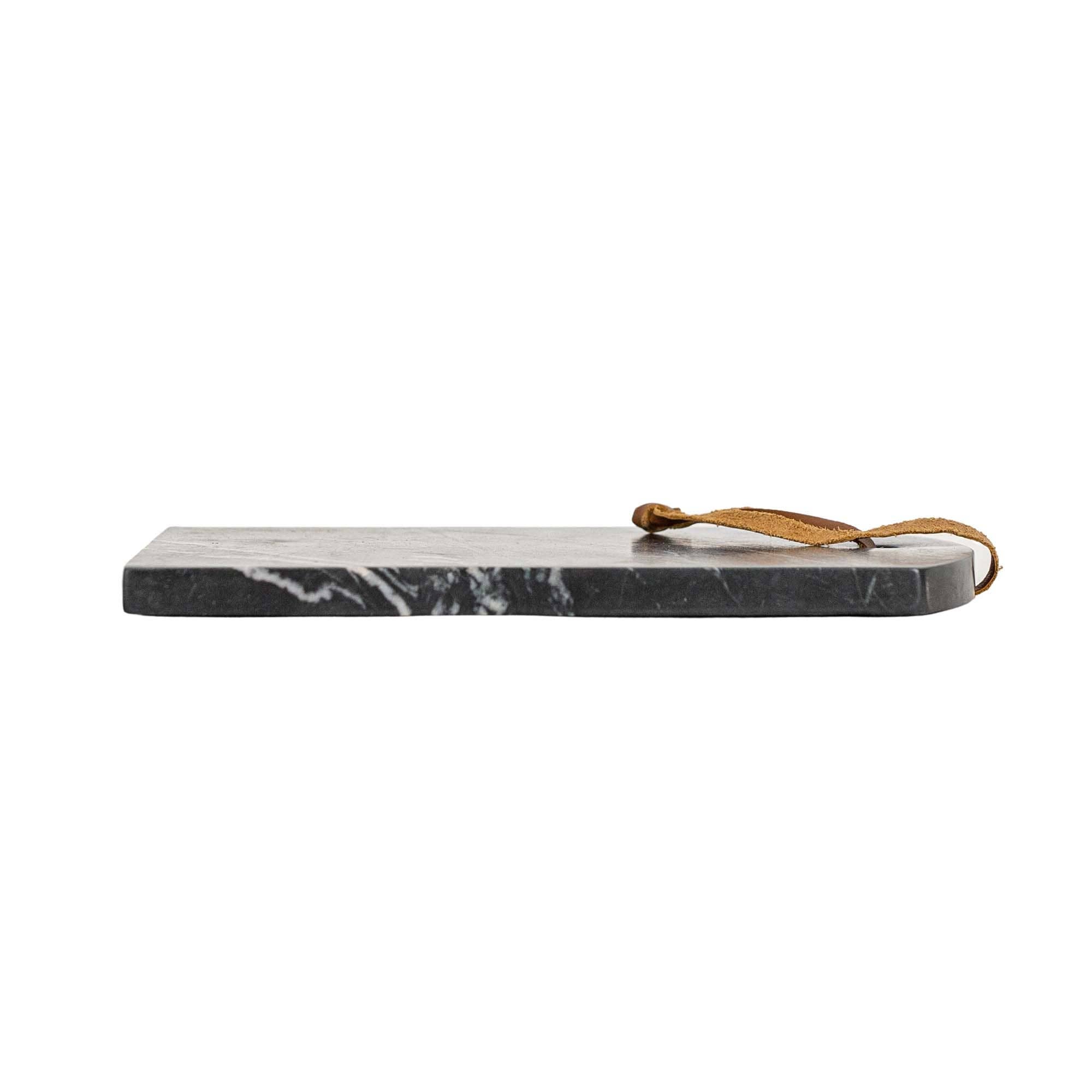 Marble斩板 with a brown handle on a white background