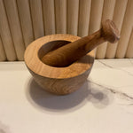 Brown olive wood Mortar and Pestle