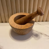 Brown olive wood Mortar and Pestle