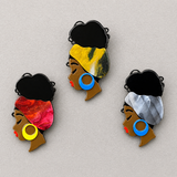 Girl Wearing Turban Acrylic Brooch