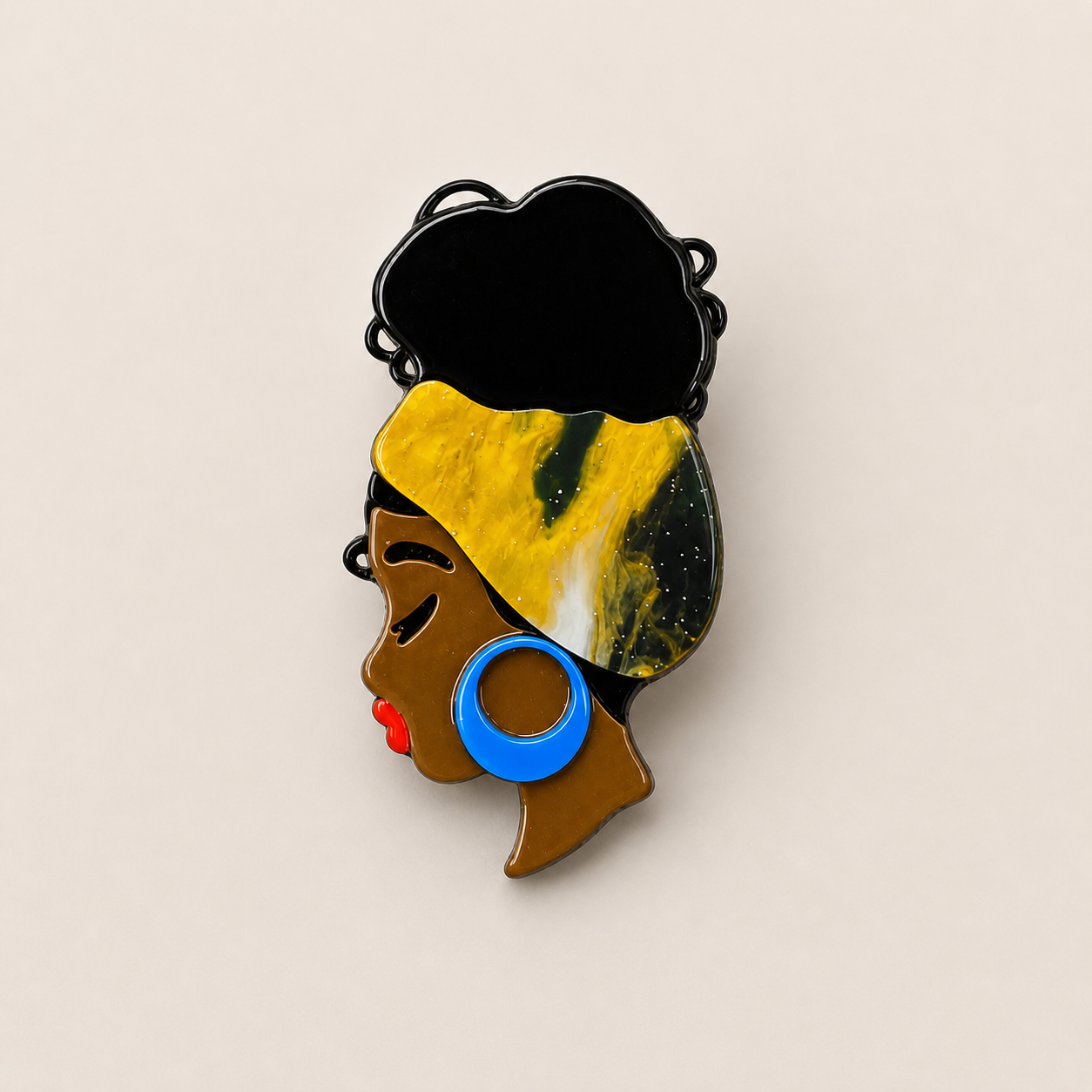 Girl Wearing Turban Acrylic Brooch