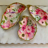 Pink Floral Oyster Shell Jewelry Holder