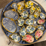 Blue Paisley Handmade Shell Trinket Dish Large