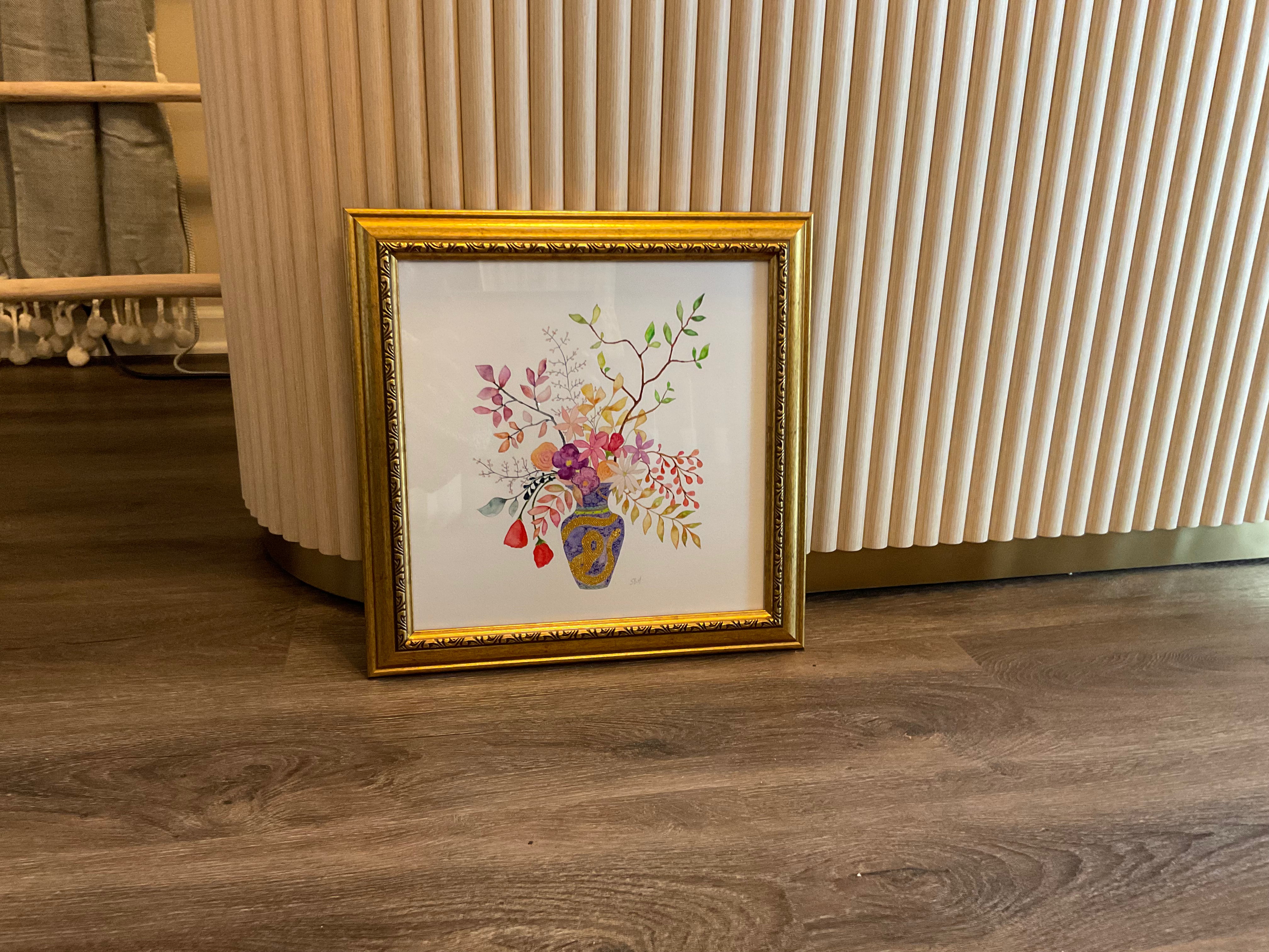 Hand drawn flowers frame