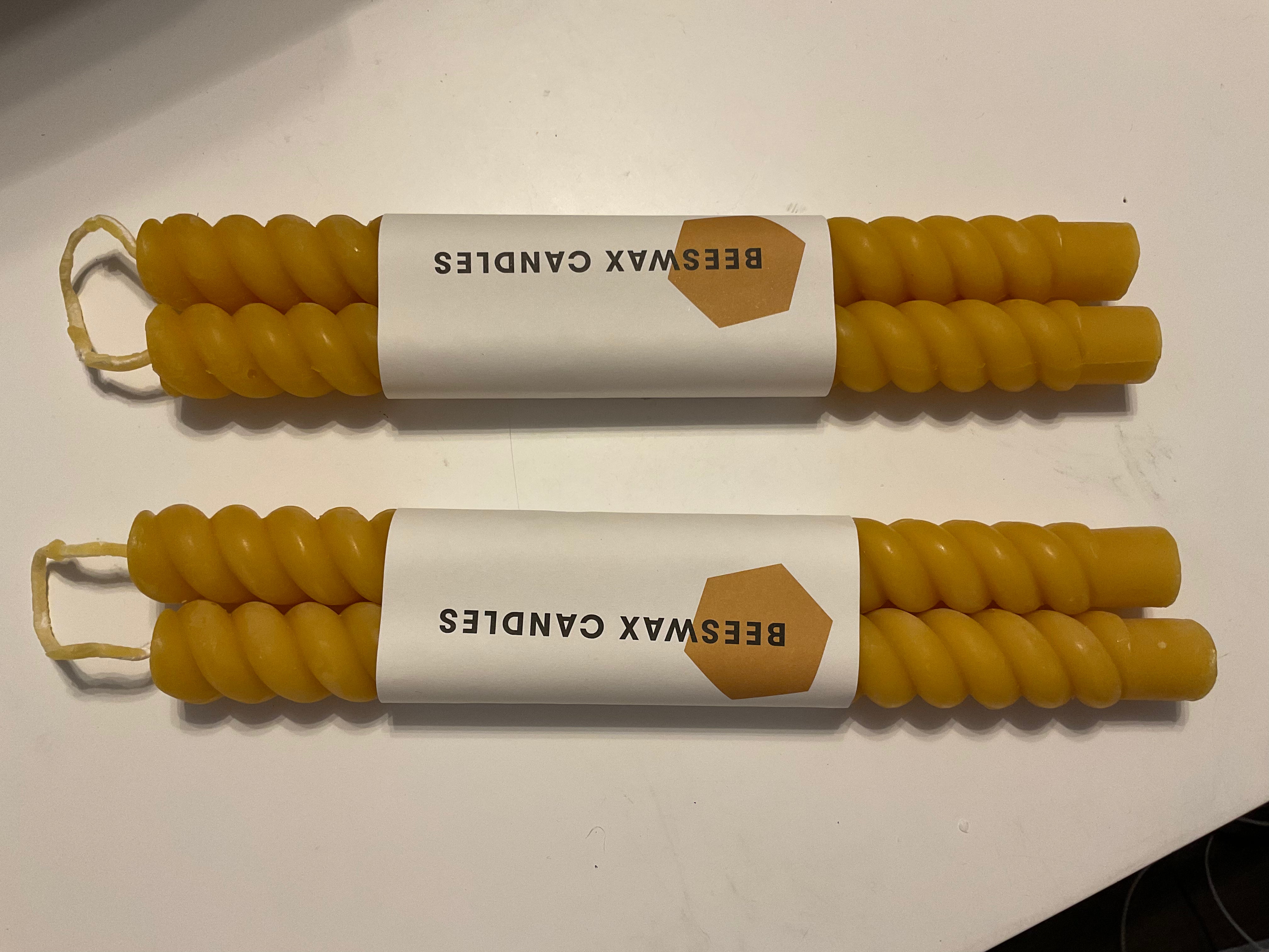 Yellow beeswax candle set of 2