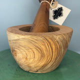 Brown olive wood Mortar and Pestle