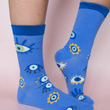 Evil Eye 100% Cotton Women's Crew Socks
