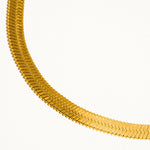 18K Gold Non-Tarnish Flat Snake Chain Necklace & Bracelet