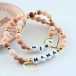 Mama MINI matching Pink beaded stretch bracelet jewelry set