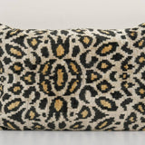 Leopard Ikat Velvet Pillow, Silk Lumbar Cushion Cover, Boho