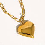 Paris 18K Gold Non-Tarnish Large Heart Chain Necklace