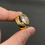 Zircon Inlaid 18K Gold Plated S.Steel Stacked Ring - FGS