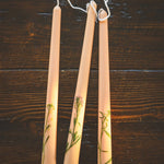 Floral Inlaid Tapered Candles - Set of 3