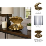 Decorative Figurine - Gold Metal Clam Acrylic Pearl, 5 in.