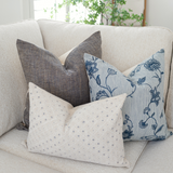Blue Floral Pillow, Vintage Stripe | Veera