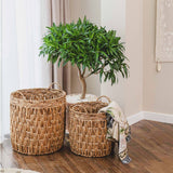 Large Wicker Basket w/ Handles (Set of 2)