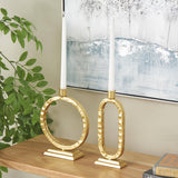 Modern Gold Metal Candle Holder Set