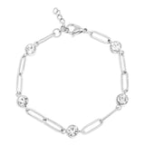 18K Gold PVD Station Stone Stone Paperclip Chain Bracelet