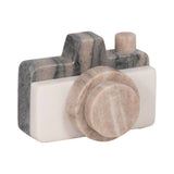 Decorative Figurine - Multicolor Marble Camera Shape,  5 in.