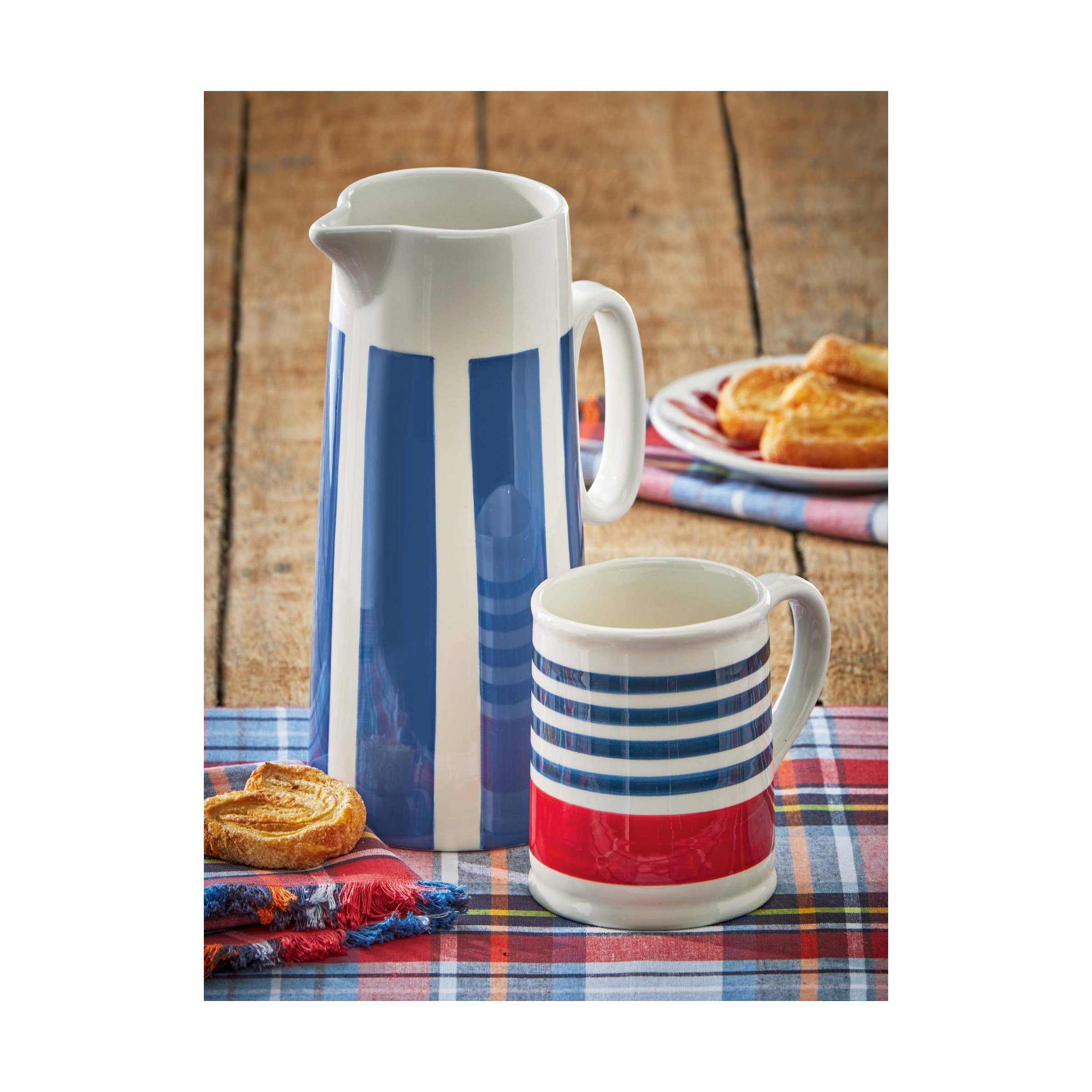 SALE Bold Stripe Pitcher - Blue