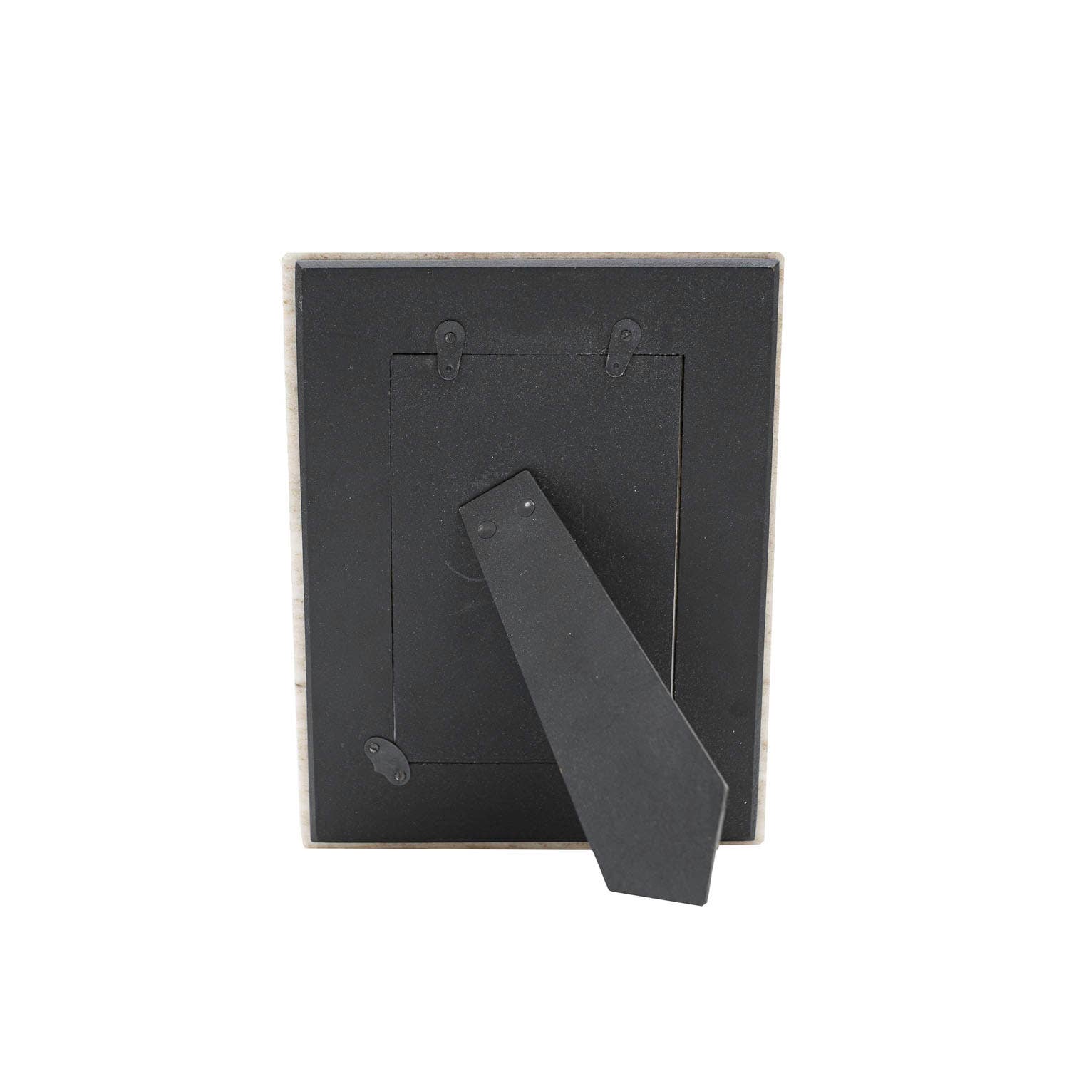 Black picture frame with a tie on a white background