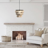 17"W Sabrina Glam Black, Gold, and Silver Drum Shade Pendant