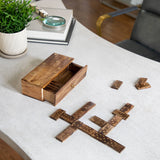Brown 9 in. x 3 in. Wood Dominoes Game Set