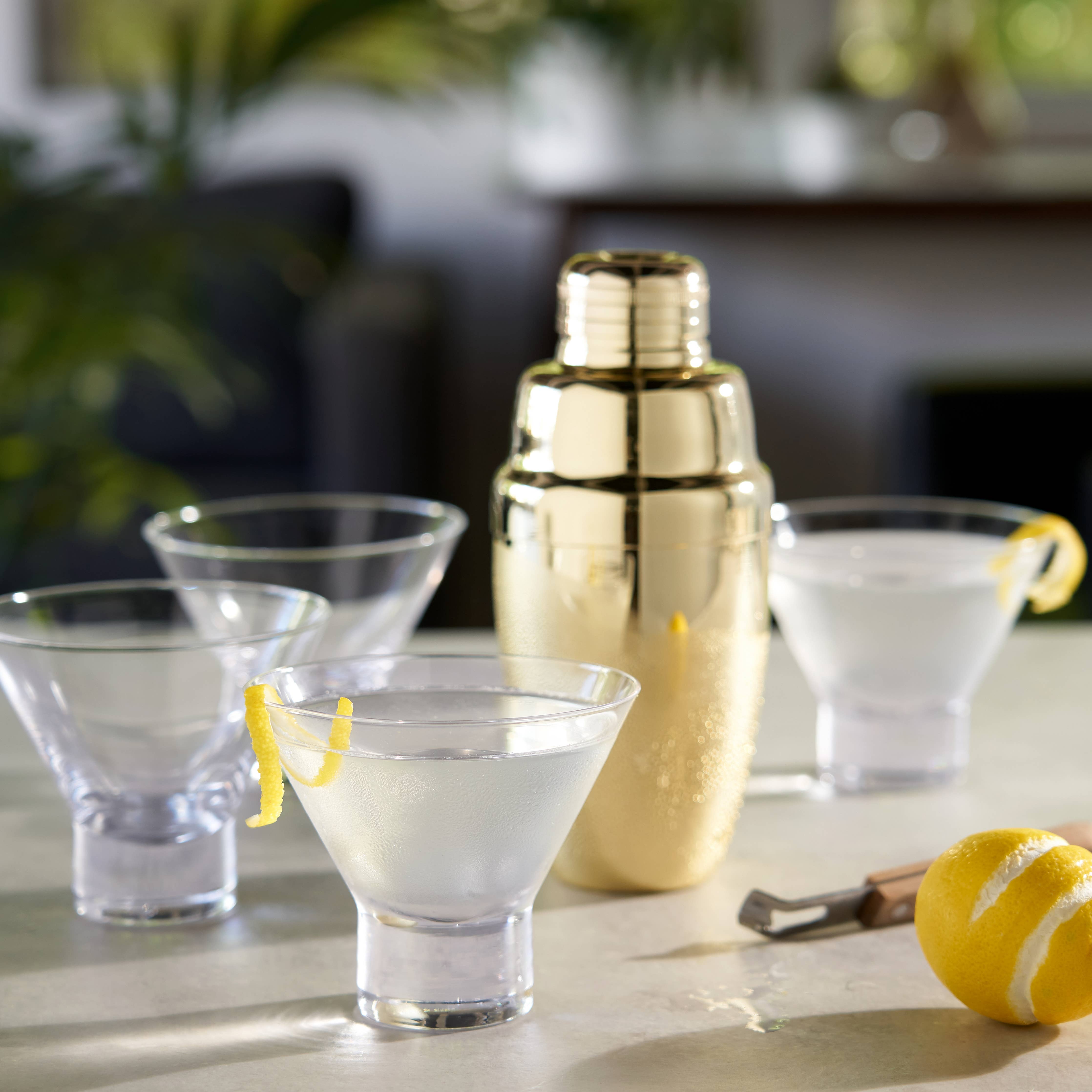 Raye™ Heavy-Base Stemless Crystal Martini Glasses - Set of 4