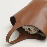 Elle - Minimalism Style Genuine Leather Bucket Shape Bag