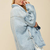 BOHO SIDE TIE DETAIL OVERSIZED DENIM JACKET 6439JIA