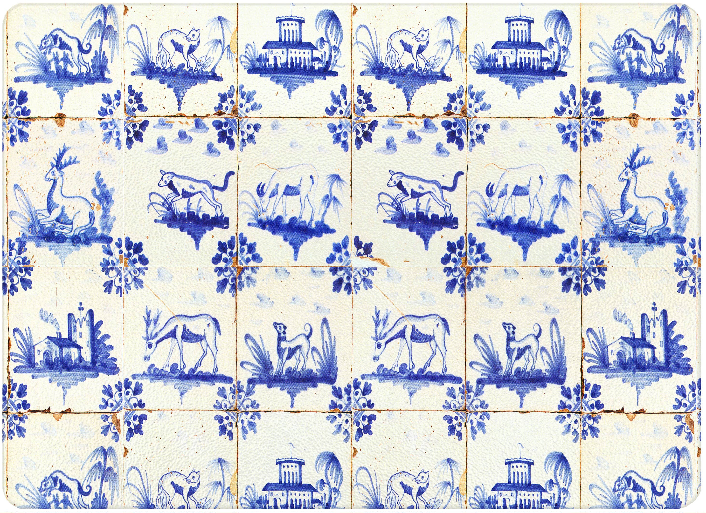 Delft Tiles Glass Cutting Board