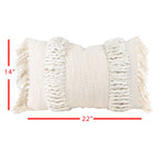 Gabriella Textured Yarn White 14x22 Hand Woven Filled Pillow