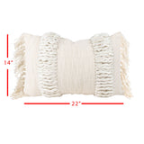 Gabriella Textured Yarn White 14x22 Hand Woven Filled Pillow