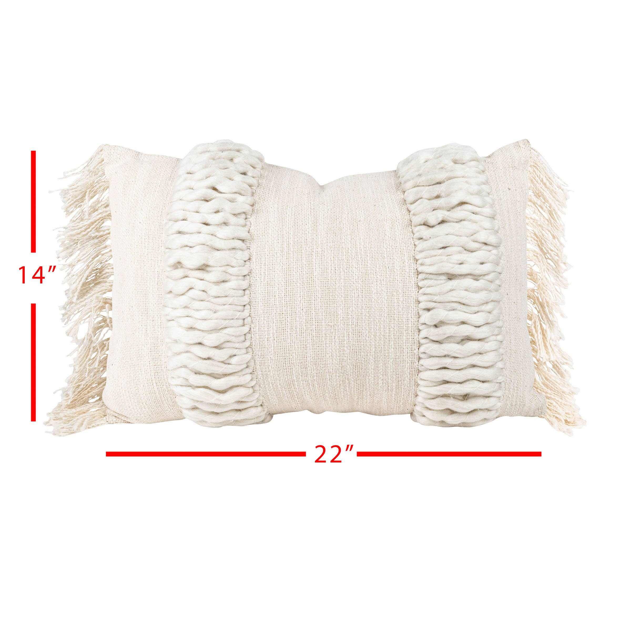 Gabriella Textured Yarn White 14x22 Hand Woven Filled Pillow